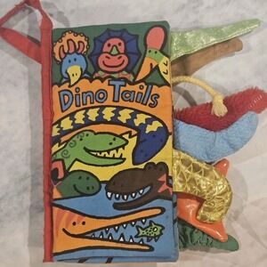 Jellycat Dino Tails Soft Activity Book Crinkle Fabric Baby Toy Sensory